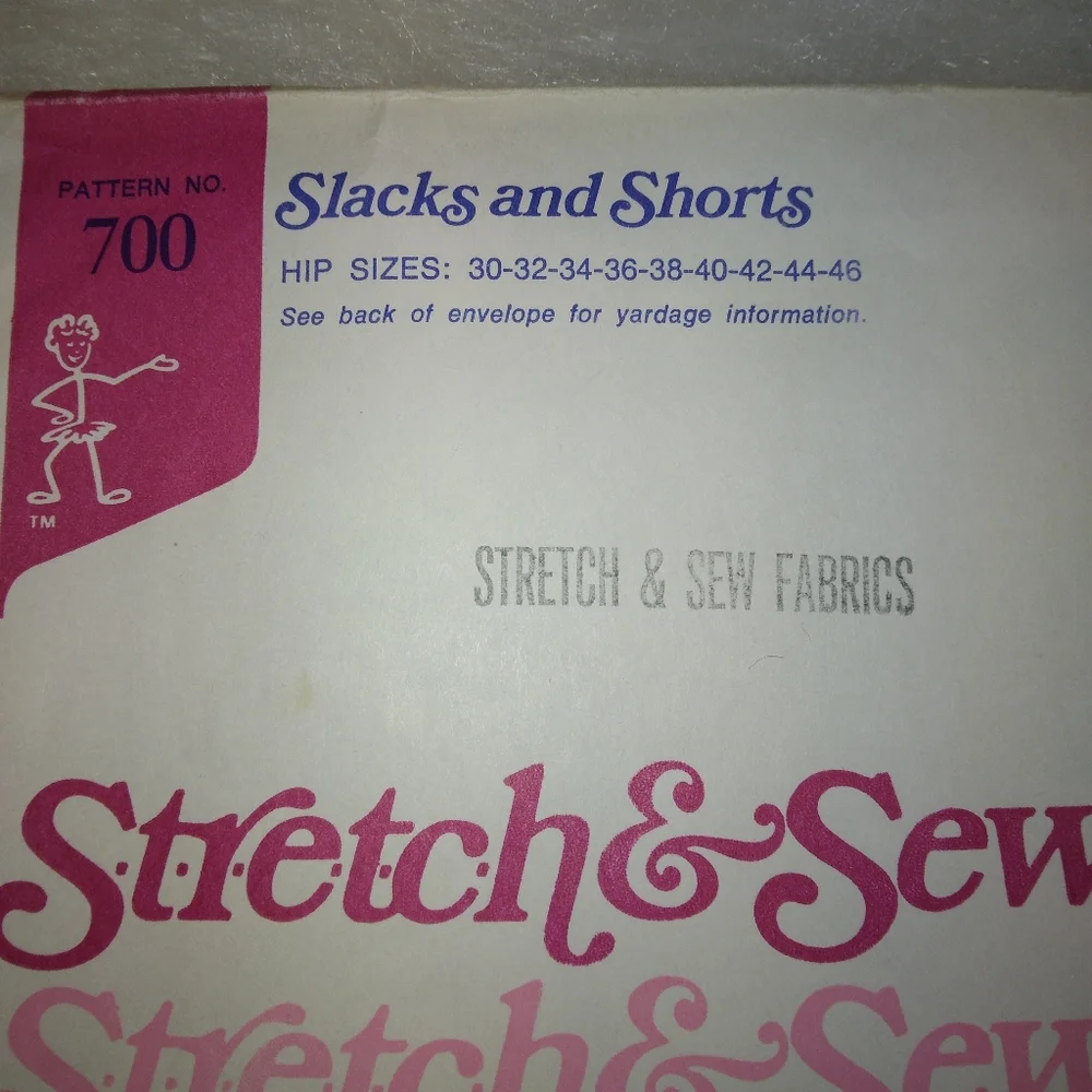 STRETCH & SEW 700 Misses' Slacks and Shorts, Hip size 30-32-34-36-38-40-…